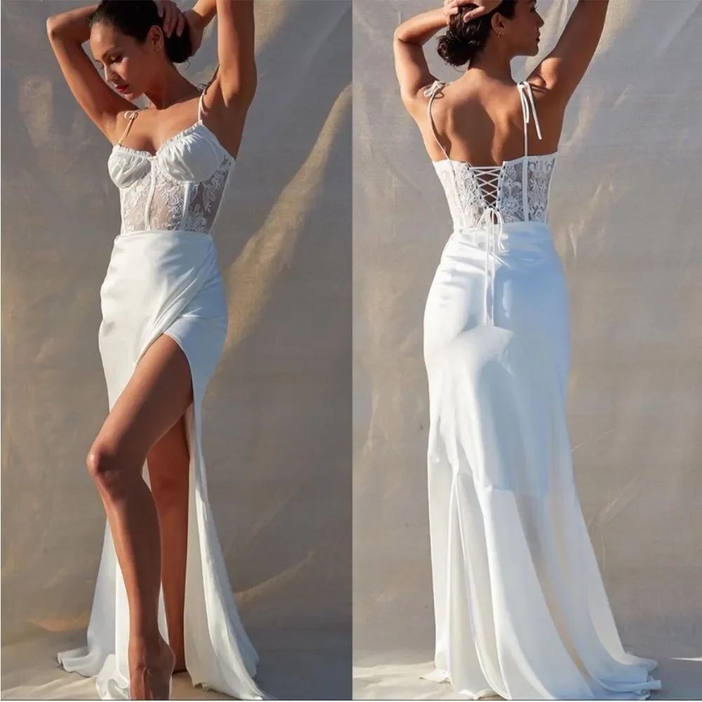 V. Chapman Calla Lily Two Piece Gown Size 0 White Bridal
